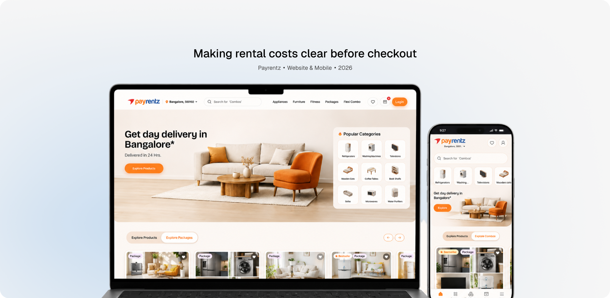 PayRentz desktop and mobile platform mockups